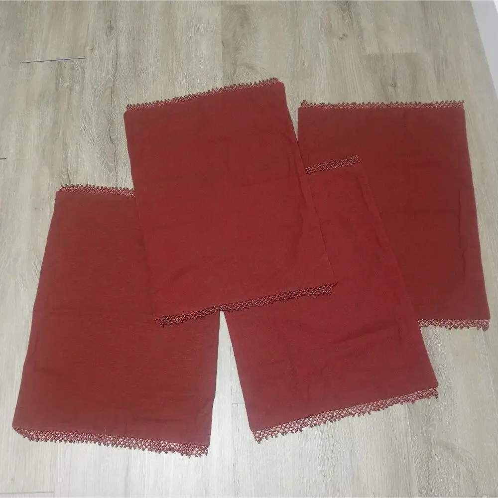 Pier 1 Imports 4 Burgandy Beaded Fringe Placemats